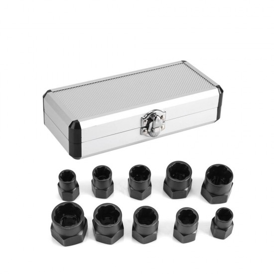 10Ppcs Damaged Bolt Nut Screw Remover Extractor Removal Set Nut Removal Socket Tool Threading Hand Tools Kit with Case 10Ppcs Damaged Bolt Nut Screw Remover Extractor Removal Set Nut Removal Socket Tool Threading Hand Tools Kit with Case