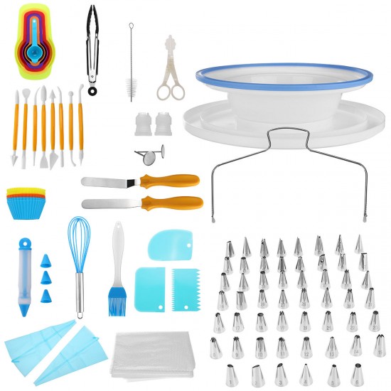 118 PCS Cake Decorating Tools Set DIY Cake Piping Tips Turntable Rotating Cake Stand Pastry Nozzle Baking Tools 118 PCS Cake Decorating Tools Set DIY Cake Piping Tips Turntable Rotating Cake Stand Pastry Nozzle Baking Tools