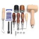 11PCS Leather Carving Punch Cutter Hammer Essential Tools Set Manual Craft DIY Leather Carving To