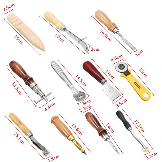 11PCS Leather Carving Punch Cutter Hammer Essential Tools Set Manual Craft DIY Leather Carving To