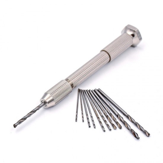 11Pcs Accurate Pin Vise Hand Drill Set Rotary Tools DIY PCB Jewelry Watches Tools