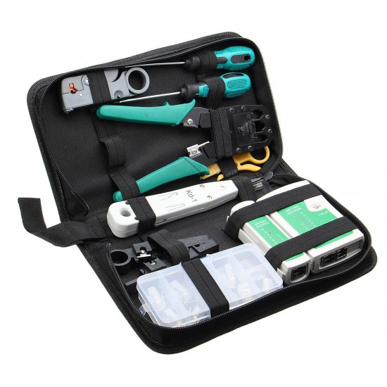 11pcs Network Combination PC Cable Wire Tester Crimping Cutter Punch Tools Kit Set 11pcs Network Combination PC Cable Wire Tester Crimping Cutter Punch Tools Kit Set