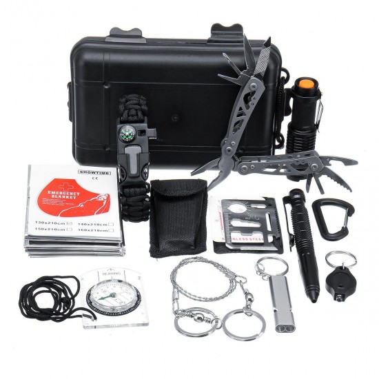 12 in 1 SOS Outdoor Emergency Survival Gear Kit Equipment Box For Camping Hiking Safety Tools 12 in 1 SOS Outdoor Emergency Survival Gear Kit Equipment Box For Camping Hiking Safety Tools