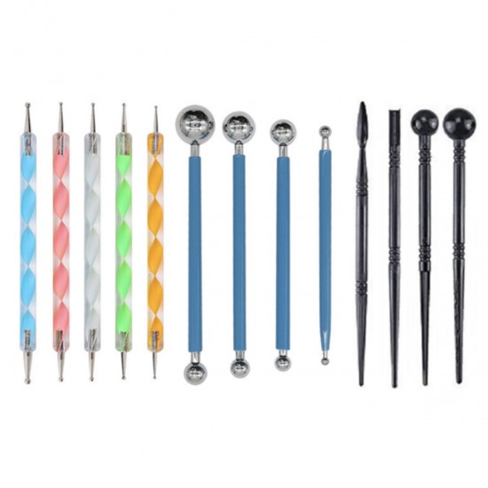 13Pcs DIY Ball Stylus Dotting Tool Set for Rock Painting Clay Pottery Modeling Design DIY Tools Kit Length 4.9-6.5 Inches