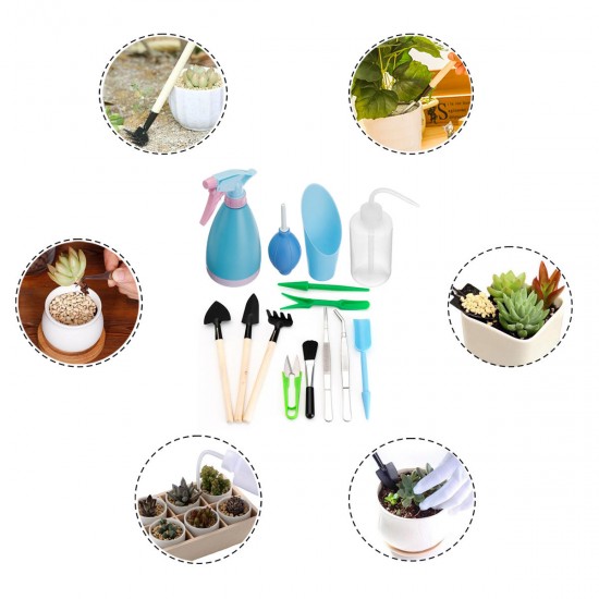 14Pcs Shovel Rake Spade Wood Handle Metal Head Tool Garden Watering Tools Kit 14Pcs Shovel Rake Spade Wood Handle Metal Head Tool Garden Watering Tools Kit