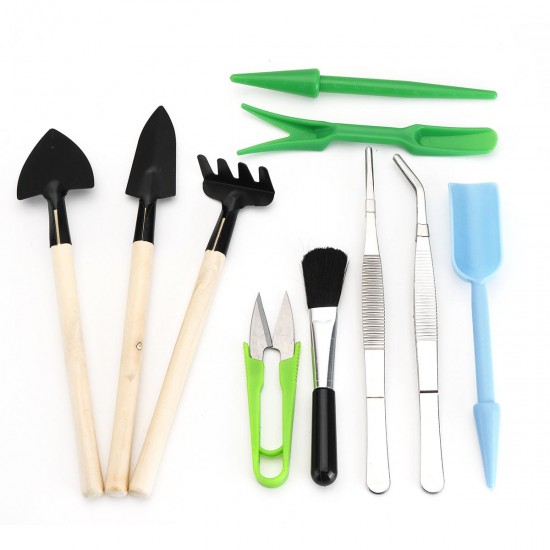 14Pcs Shovel Rake Spade Wood Handle Metal Head Tool Garden Watering Tools Kit