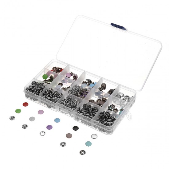 150 Sets Stainless Steel Buttons Snaps Fasteners Dummy Clips Press Studs 10 Colors