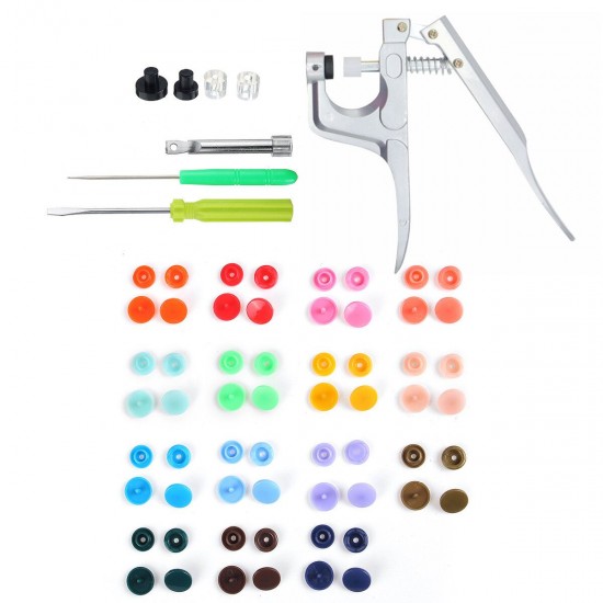 150Pcs/360Pcs Resin Plastic Buttons(15/24 Colors) + 1 Set Press Pliers 150Pcs/360Pcs Resin Plastic Buttons(15/24 Colors) + 1 Set Press Pliers