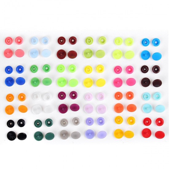 150Pcs/360Pcs Resin Plastic Buttons(15/24 Colors) + 1 Set Press Pliers