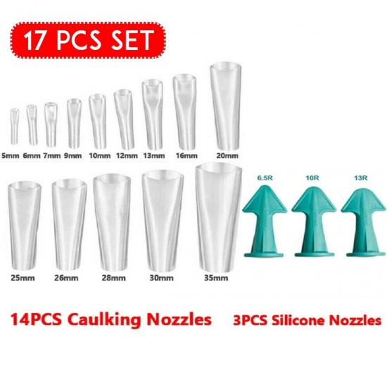 17/19 PCS Silicone Caulking Finisher Tool Scraper Set Nozzles Spatulas Filler