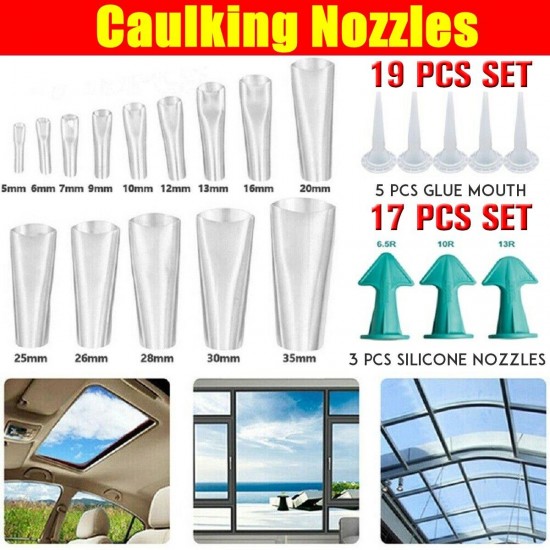 17/19 PCS Silicone Caulking Finisher Tool Scraper Set Nozzles Spatulas Filler