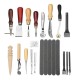 17pcs Leather Craft Punch Tools Kit Stitching Carve Working Sewing Saddle Groover 17pcs Leather Craft Punch Tools Kit Stitching Carve Working Sewing Saddle Groover