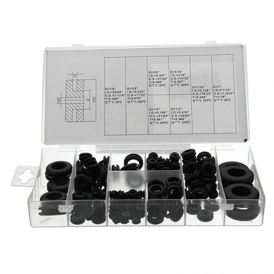 180pc Rubber Grommets Retaining Ring Set Blanking Hole Wiring Cable Gasket Kits Hardware Tools 180pc Rubber Grommets Retaining Ring Set Blanking Hole Wiring Cable Gasket Kits Hardware Tools