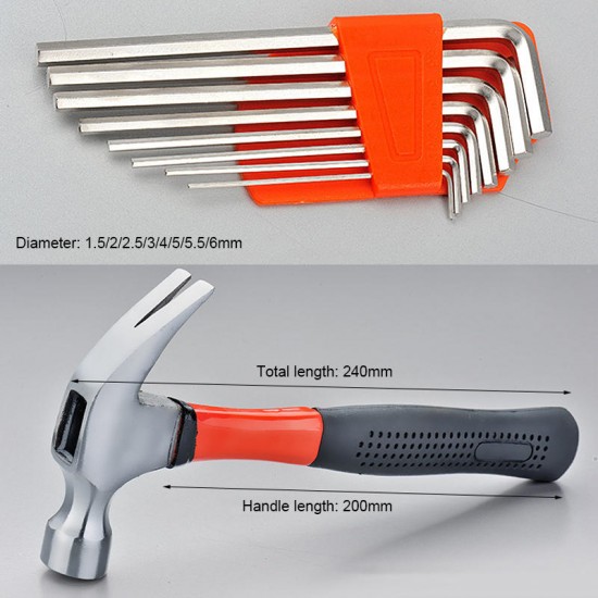 20Pcs Repair Hand Tool Set Home Household Kit with Screwdriver Wrench Hammer Tape Wire Cutter & Box 20Pcs Repair Hand Tool Set Home Household Kit with Screwdriver Wrench Hammer Tape Wire Cutter & Box