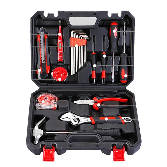 20Pcs Repair Hand Tool Set Home Household Kit with Screwdriver Wrench Hammer Tape Wire Cutter & Box