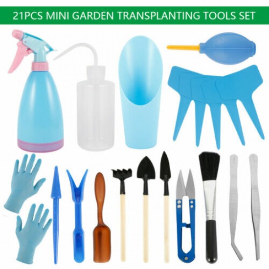 21Pcs Mini Garden Bonsai Tools Set Kit Potted Fleshy Garden Succulent Trimming Tools Kit