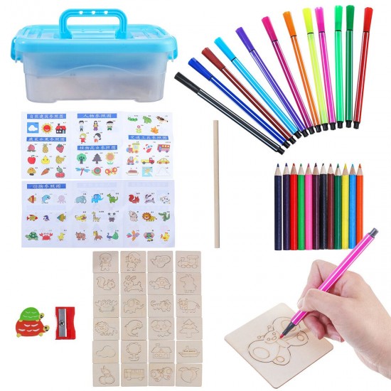24/36/60x Color Painting Tools Kit Painting Template Graffiti Kid Handmade Wooden Toy 24/36/60x Color Painting Tools Kit Painting Template Graffiti Kid Handmade Wooden Toy