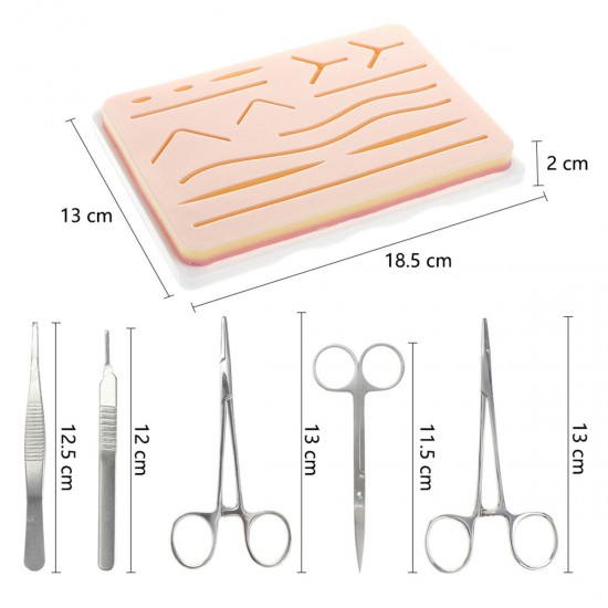 25 In 1 Skin Suture Surgical Training Kit Silicone Pad Needle Scissors Tools Kit