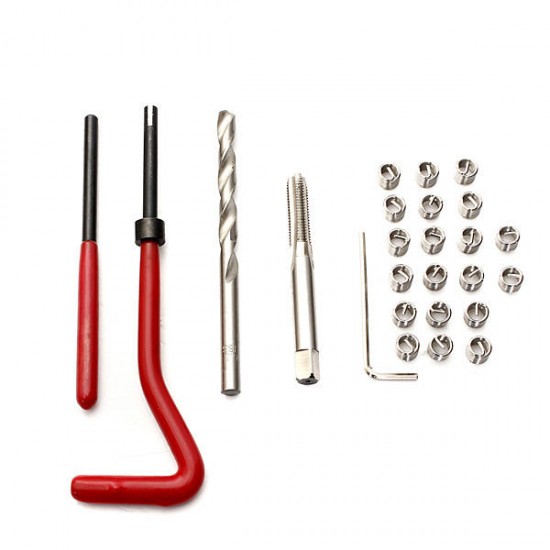 25 Piece Helicoil Thread Repair Recoil Insert Tools Kit M6 x 1.0 x 8.0mm 25 Piece Helicoil Thread Repair Recoil Insert Tools Kit M6 x 1.0 x 8.0mm