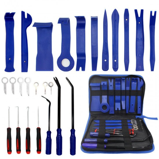 26PcsCar Trim Door Panel Removal Install Tools Molding Bag Pry Interior Clip