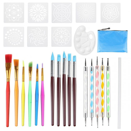 27Pcs Acrylic Spiral Bar Mould Kit Dotting Painting Tool Mandala Rocks Painting Stencils