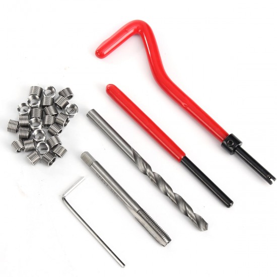 30pcs M6 x1.0 Helicoil Restoring Thread Repair Tools Wire Insert Kit Compatible Hand Repairing Tool