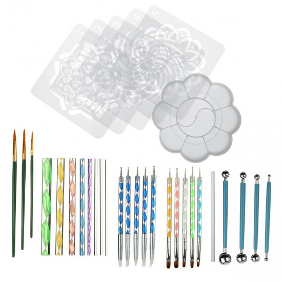 34pcs Mandala Dotting Tools SET Rock stone dot Art Painting Pen Paint Stencil 34pcs Mandala Dotting Tools SET Rock stone dot Art Painting Pen Paint Stencil