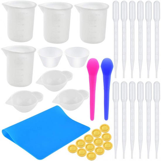 35/36Pcs Silicone Mixing Measuring Cups UV Resin Mold DIY Casting Jewelry Tool 35/36Pcs Silicone Mixing Measuring Cups UV Resin Mold DIY Casting Jewelry Tool