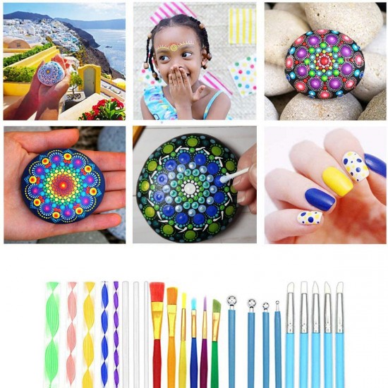 35PCS Pottery Mandala Dotting Tool Set Rock Stone Dot Art Painting Paint Stencil Tools Kit