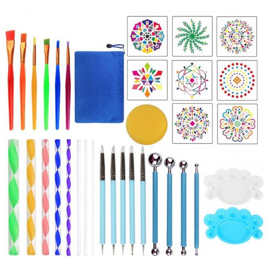 35PCS Pottery Mandala Dotting Tool Set Rock Stone Dot Art Painting Paint Stencil Tools Kit 35PCS Pottery Mandala Dotting Tool Set Rock Stone Dot Art Painting Paint Stencil Tools Kit