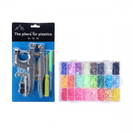 360 Sets Plastic Fastener Snap Kit Snap Pliers T5 Snap Buttons Handheld Tool 360 Sets Plastic Fastener Snap Kit Snap Pliers T5 Snap Buttons Handheld Tool