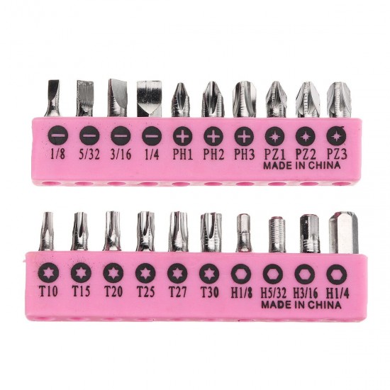 39PCS Tool Set General Household Hand Tool Kit Pink with Plastic Toolbox