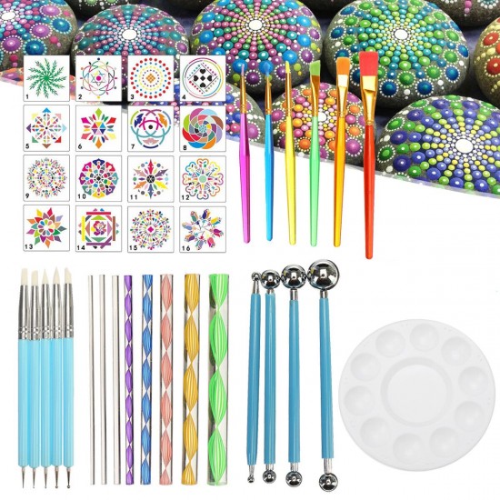 40Pcs Mandala Dotting Tools Set Kit Painting Rocks Stone Art Pen Paint Stencil Tools Kit 40Pcs Mandala Dotting Tools Set Kit Painting Rocks Stone Art Pen Paint Stencil Tools Kit