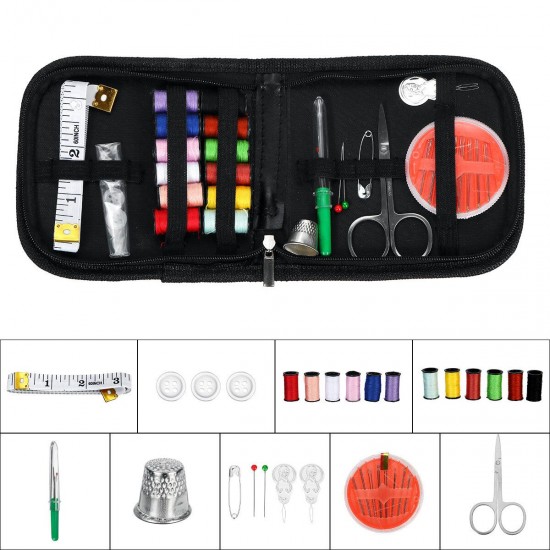 41Pcs Portable Travel Small Home Sewing Kit Case Needle Thread Scissor Set Gift