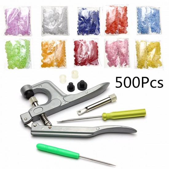 500 Sets Snap Press Plier Plastic Resin Stud Button Fastener Setter Tool Kit 500 Sets Snap Press Plier Plastic Resin Stud Button Fastener Setter Tool Kit