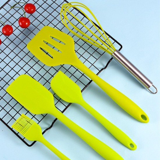 5pcs Silicone Cooking Utensils Kitchenware Set Eggg Beater Spoon Spatula Tools