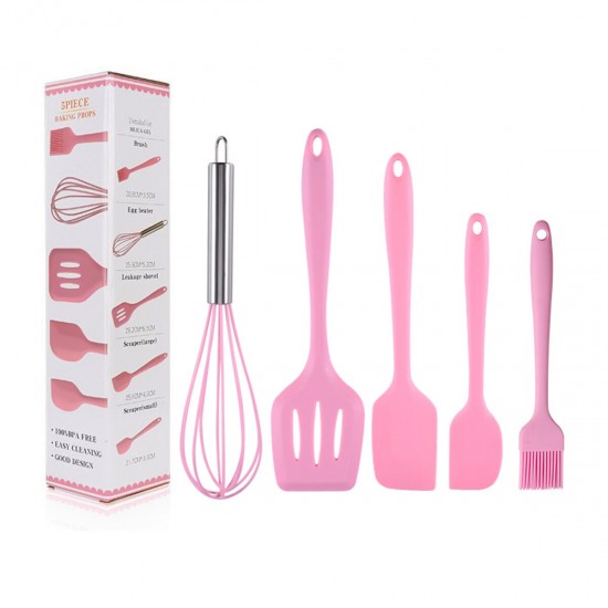 5pcs Silicone Cooking Utensils Kitchenware Set Eggg Beater Spoon Spatula Tools