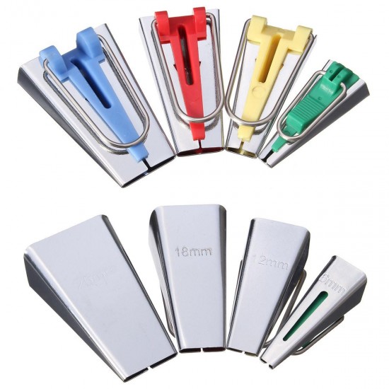 6/12/18/25mm Fabric Bias Binding Tape Maker Kit Set Binder Foot For Sewing Quilting + AWL 6/12/18/25mm Fabric Bias Binding Tape Maker Kit Set Binder Foot For Sewing Quilting + AWL