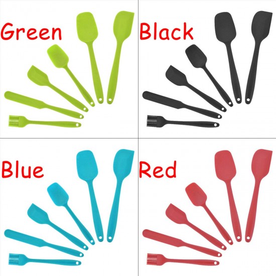 6PCS Non-Stick Rubber Spatula Set Heat-Resistant Spatula Kitchen Utensils Set Tools Kit