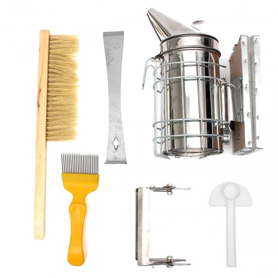 6Pcs Beekeeping Tools Kit Bee Hive Smoker Bee Keeping Beekeeping Accessory 6Pcs Beekeeping Tools Kit Bee Hive Smoker Bee Keeping Beekeeping Accessory
