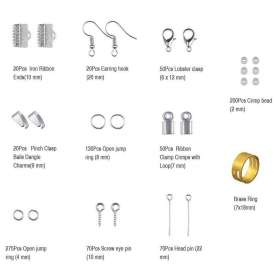 900Pcs Girls DIY Necklace Metal Lobster Clasps Hooks Make Beads Jewellery Making Set 900Pcs Girls DIY Necklace Metal Lobster Clasps Hooks Make Beads Jewellery Making Set