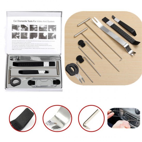 9Pcs Car Dismantle Door Trim Panel Clip Lights Radio Removal Pry Open Tool 9Pcs Car Dismantle Door Trim Panel Clip Lights Radio Removal Pry Open Tool