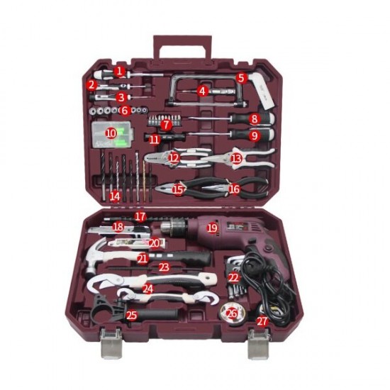 105130 Home Integrated Service Electric Drill Set with Plastic Toolbox