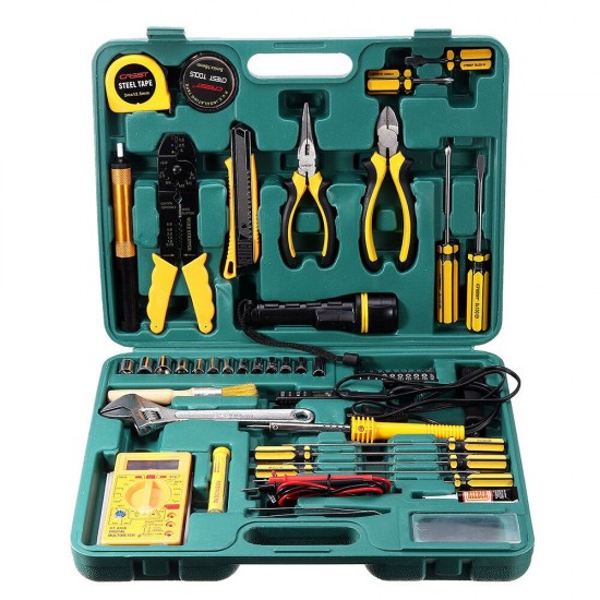 50PCS Home Telecommunications Electrician Tools Set with Plastic Toolbox