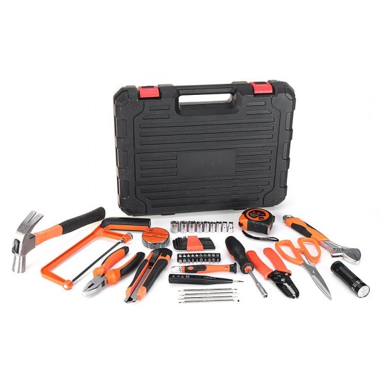 75Pcs Home Kit Tools for Reparing with Plastic Toolbox