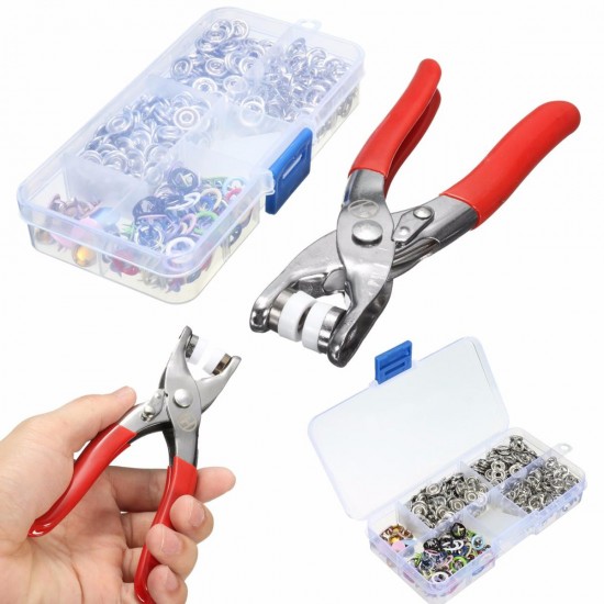 Fastener Snap Pliers Camp Craft Tool Sewing Craft with 110 Kits Set Press Studs