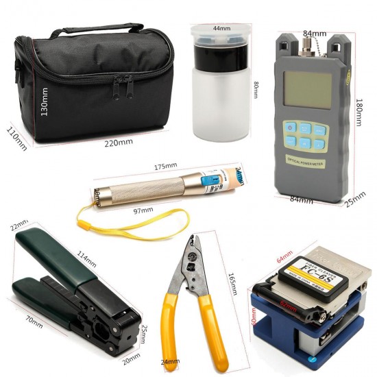 Fiber Optic FTTH Tool Kit with FC-6S Fiber Cleaver and Optical Power Meter Set