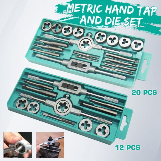 Hand Screw Thread Metric Plug Tap Set M3-M12 with Adjustable Tap Wrench 1/2inch
