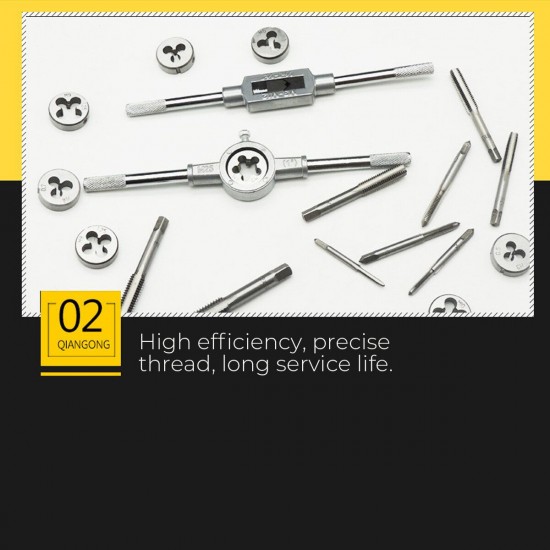 Hand Screw Thread Metric Plug Tap Set M3-M12 with Adjustable Tap Wrench 1/2inch