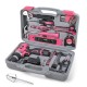 60 Pieces Pink Hand Tool Set Kit 12V Electric Screwdriver Li-ion Battery Gril Lady Women Household Power Tool Set 60 Pieces Pink Hand Tool Set Kit 12V Electric Screwdriver Li-ion Battery Gril Lady Women Household Power Tool Set